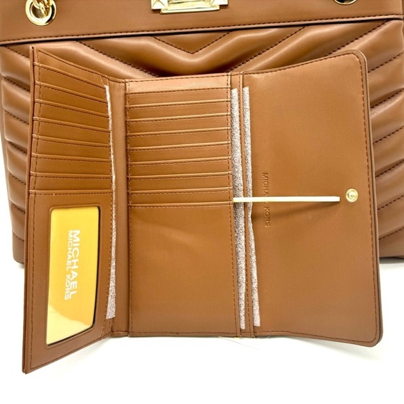 Michael Kors Whitney Medium Quilted Tote Bag & Large Trifold Wallet Luggage - Picture 12 of 13